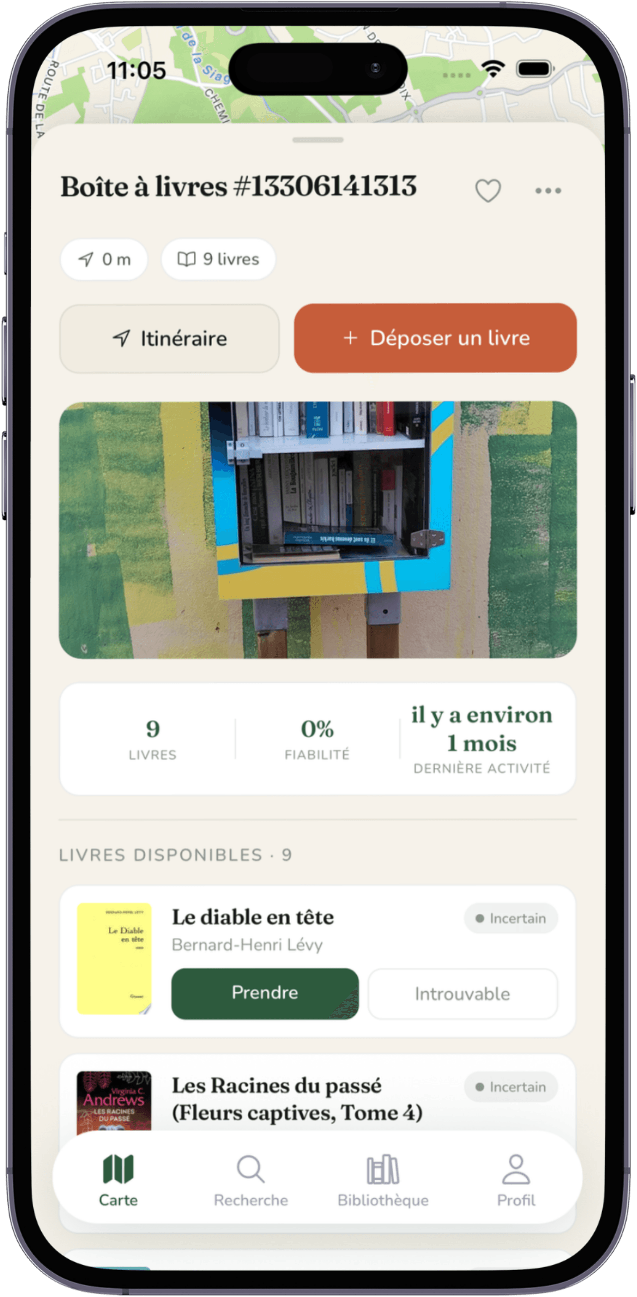 La fiche d'une boîte à livres dans Bookatch : photo et livres disponibles